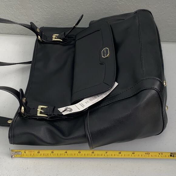 KATE LANDRY Black Faux Leather Large Shoulder Bag Tote Purse Handbag NEW NWT - Picture 9 of 11